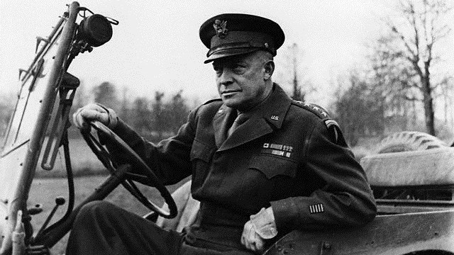 General Eisenhower Behind the Wheel of a Jeep